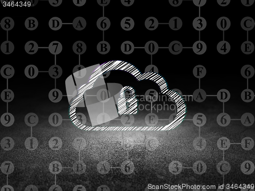 Image of Cloud technology concept: Cloud With Padlock in grunge dark room
