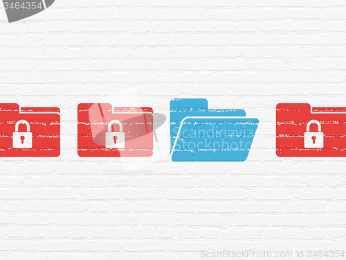 Image of Safety concept: folder icon on wall background