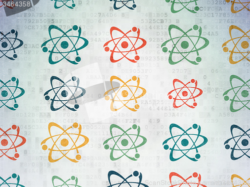 Image of Science concept: Molecule icons on Digital Paper background