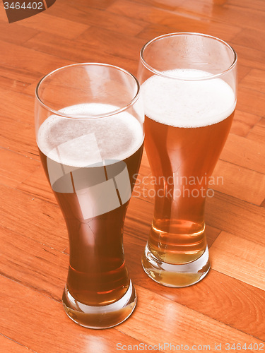 Image of Retro looking Two glasses of German beer