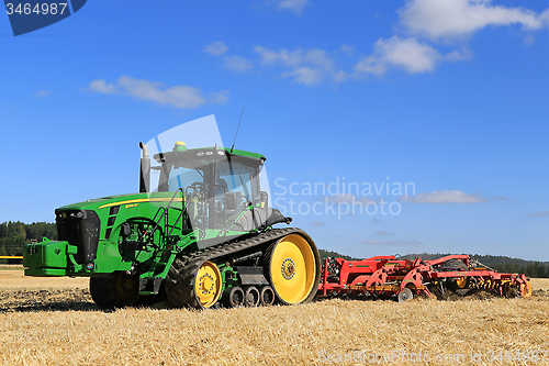 Image of John Deere 8345RT Tracked Tractor and Vaderstad Cultivator on Fi