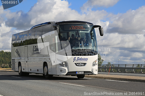 Image of White VDL Futura Coach Bus on the Road