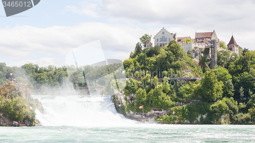 Image of RHEINFALLS, SWITZERLAND - JULY 25, 2015: View to the biggest wat