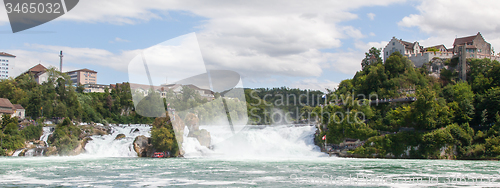 Image of RHEINFALLS, SWITZERLAND - JULY 25, 2015: View to the biggest wat