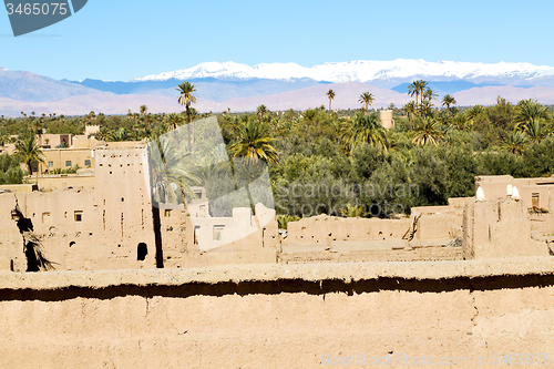 Image of brown  tower  old  construction in  africa morocco and  