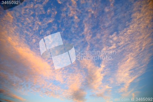 Image of sunrise in the colored sky t clouds   background