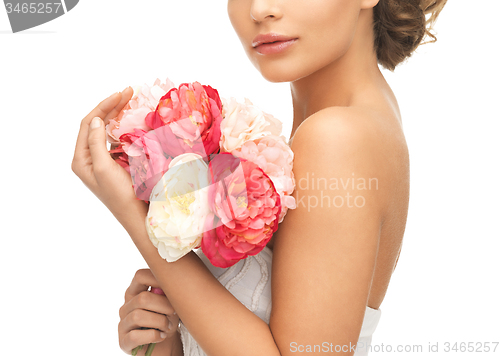 Image of woman with bouquet of flowers