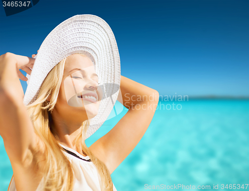 Image of beautiful woman enjoying summer outdoors