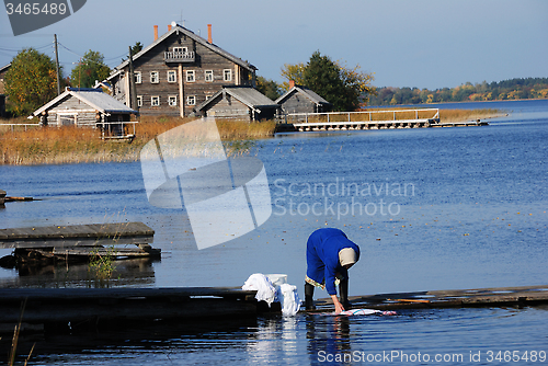 Image of JAMKA, RUSSIA, SEPTEMBER 24, 2008: resident fishing village rins