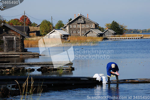 Image of JAMKA, RUSSIA, SEPTEMBER 24, 2008: resident fishing village rins