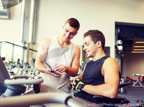 Image of men exercising on gym machine