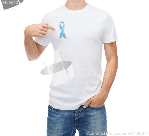 Image of man with blue prostate cancer awareness ribbon