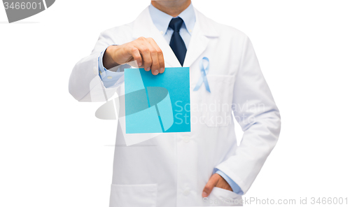 Image of doctor with prostate cancer awareness ribbon