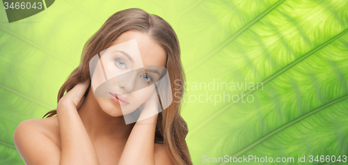 Image of beautiful woman face with long blond hair