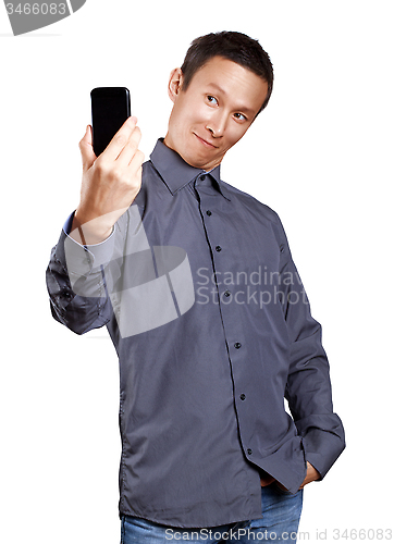 Image of Asian Man Making A Selfie