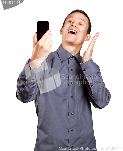 Image of Asian Man Making A Selfie