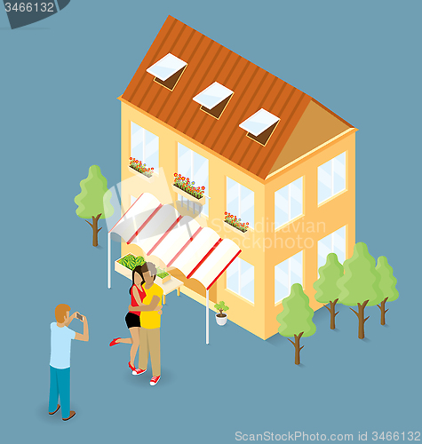Image of Couple Making Selfie Near The Building