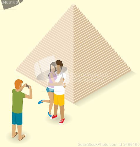 Image of Couple Making Selfie Near The Egyptian Pyramid