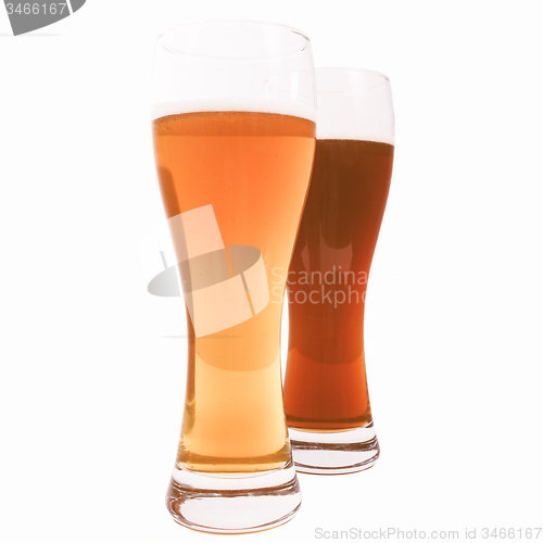 Image of Retro looking Two glasses of German beer