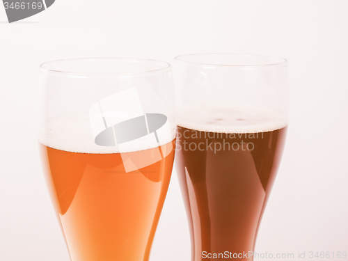 Image of Retro looking Two glasses of German beer