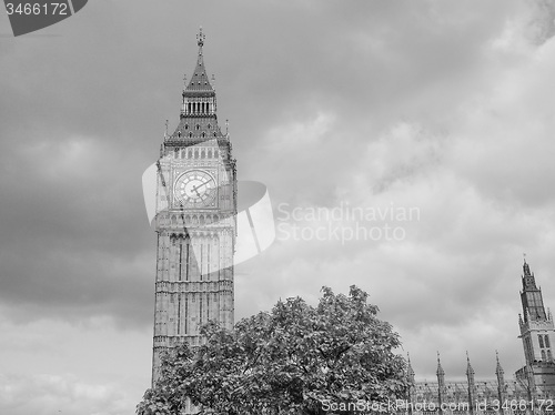 Image of Black and white Houses of Parliament in London