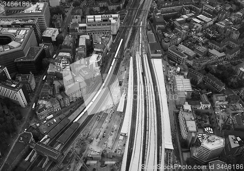 Image of Black and white Aerial view of London