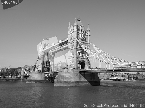 Image of Black and white Tower Bridge in London