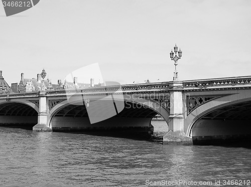 Image of Black and white Westminster Bridge in London