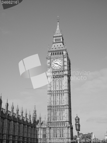 Image of Black and white Big Ben in London