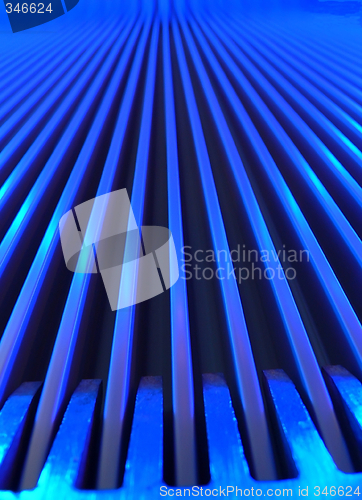 Image of Blue escalator macro