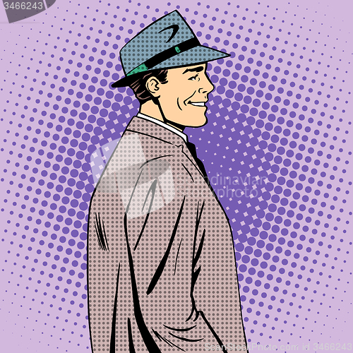 Image of man coat hat retro style