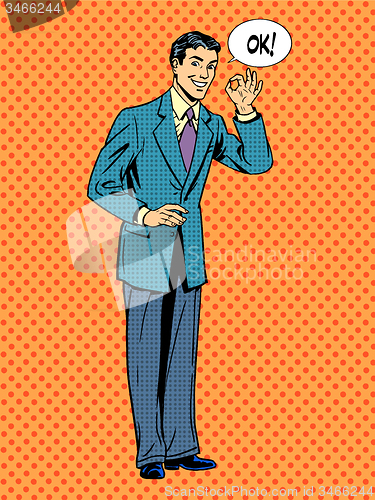 Image of Man businessman says okay business success concept