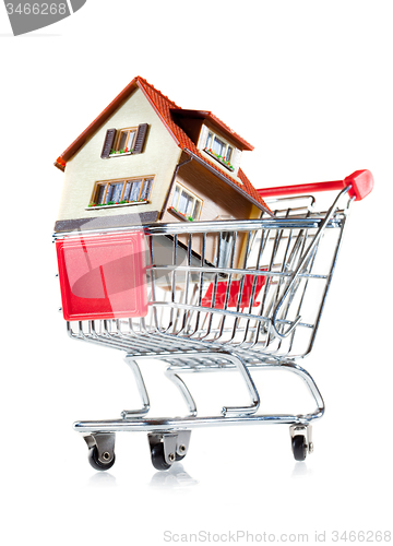 Image of shopping cart and house