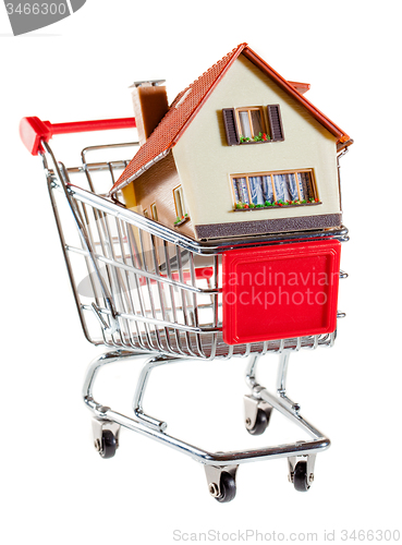 Image of shopping cart and house