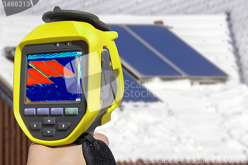 Image of Recording Solar Panels with Thermal Camera 