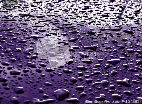 Image of rain drops on metallic surface