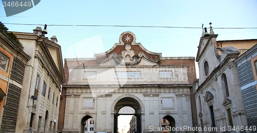 Image of Gate of Piazza del Popolo in Rome Italy 