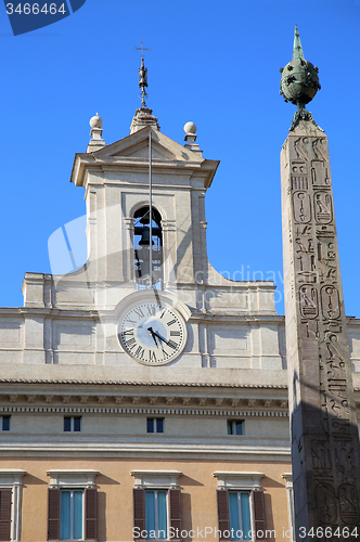 Image of Obelisk of Montecitorio and Italian parliament on Piazza di Mont