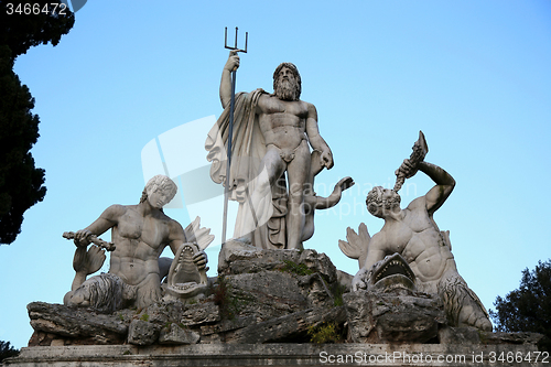 Image of Fountain of Neptune in Piazza del Popolo, Rome, Italy