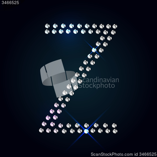 Image of Gems Z letter. Shiny diamond font.