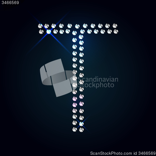 Image of Gems T letter. Shiny diamond font.