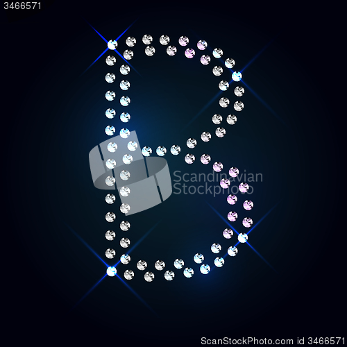 Image of Gems B letter. Shiny diamond font.