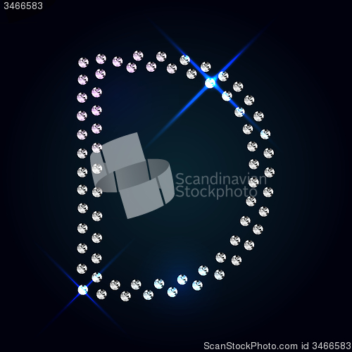 Image of Gems D letter. Shiny diamond font.