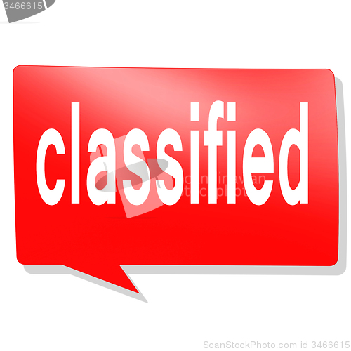 Image of Classified word on red speech bubble