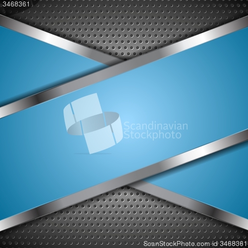 Image of Abstract blue background with metallic design