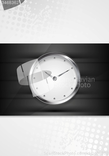 Image of Silver wall clock on black stripes
