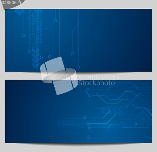 Image of Blue tech banners with circuit board design