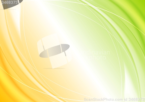 Image of Abstract green orange wavy template design