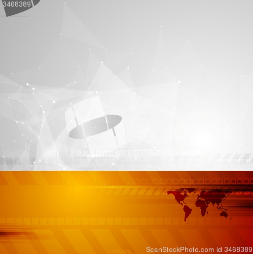 Image of Tech background with low poly and world map