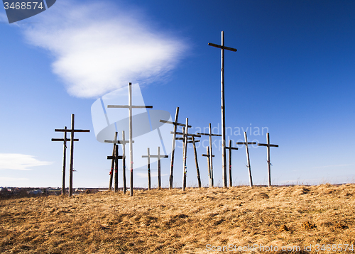 Image of crosses on the hill  